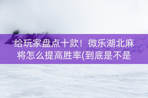 给玩家盘点十款！微乐湖北麻将怎么提高胜率(到底是不是有挂)