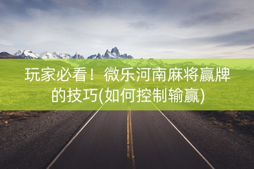 玩家必看！微乐河南麻将赢牌的技巧(如何控制输赢)