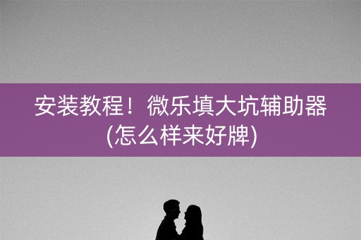 安装教程！微乐填大坑辅助器(怎么样来好牌)