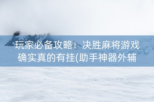 玩家必备攻略！决胜麻将游戏确实真的有挂(助手神器外辅工具)
