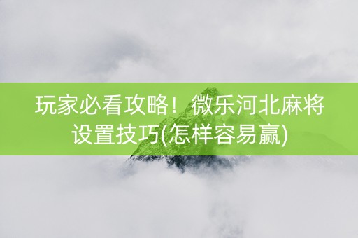 玩家必看攻略！微乐河北麻将设置技巧(怎样容易赢)