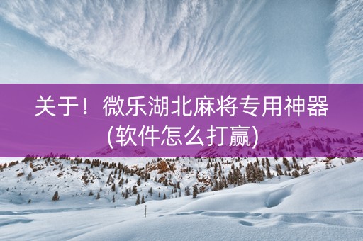 关于！微乐湖北麻将专用神器(软件怎么打赢)