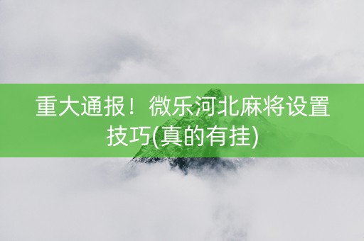 重大通报！微乐河北麻将设置技巧(真的有挂)