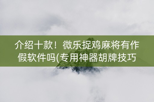 介绍十款！微乐捉鸡麻将有作假软件吗(专用神器胡牌技巧)