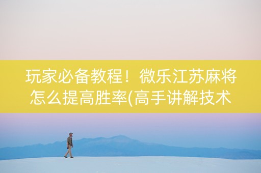 玩家必备教程！微乐江苏麻将怎么提高胜率(高手讲解技术)