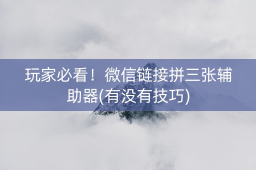 玩家必看！微信链接拼三张辅助器(有没有技巧)