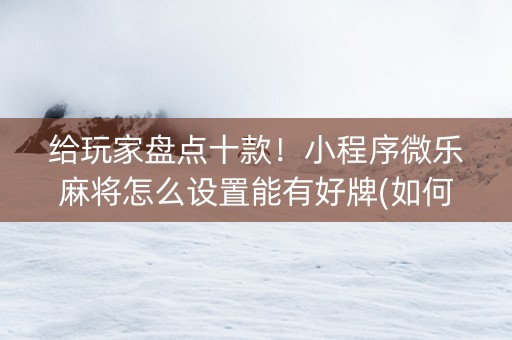 给玩家盘点十款！小程序微乐麻将怎么设置能有好牌(如何提高胜率)