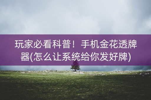 玩家必看科普！手机金花透牌器(怎么让系统给你发好牌)