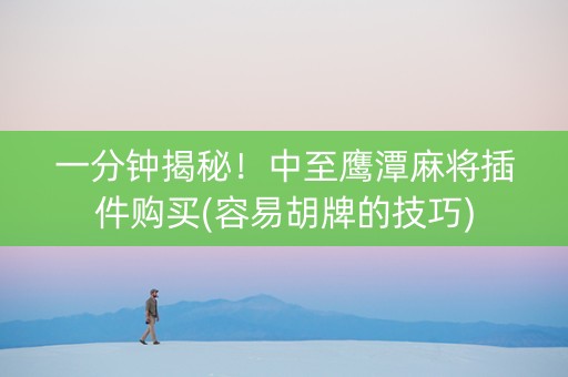 一分钟揭秘！中至鹰潭麻将插件购买(容易胡牌的技巧)
