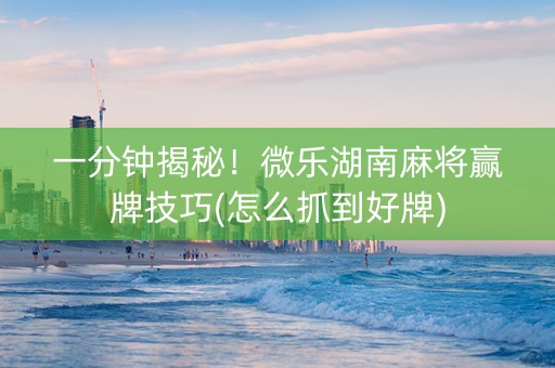 一分钟揭秘！微乐湖南麻将赢牌技巧(怎么抓到好牌)