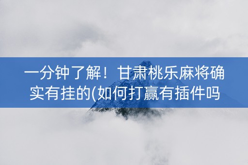 一分钟了解！甘肃桃乐麻将确实有挂的(如何打赢有插件吗)