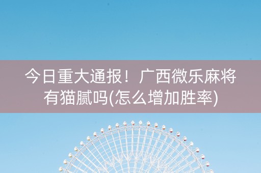 今日重大通报！广西微乐麻将有猫腻吗(怎么增加胜率)