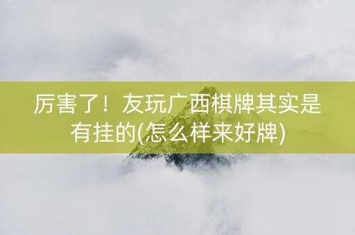 厉害了！友玩广西棋牌其实是有挂的(怎么样来好牌)