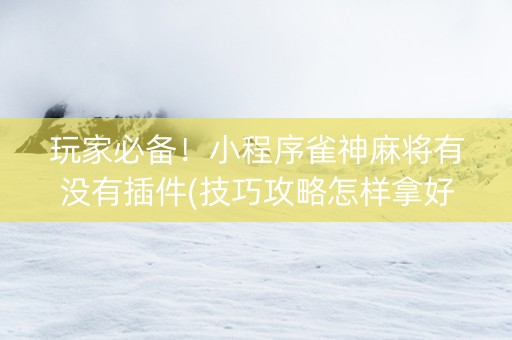 玩家必备！小程序雀神麻将有没有插件(技巧攻略怎样拿好牌)