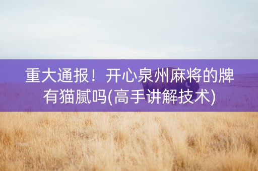 重大通报！开心泉州麻将的牌有猫腻吗(高手讲解技术)