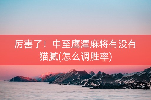 厉害了！中至鹰潭麻将有没有猫腻(怎么调胜率)