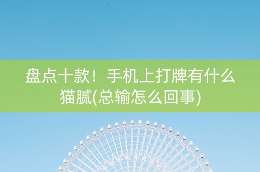 盘点十款！手机上打牌有什么猫腻(总输怎么回事)