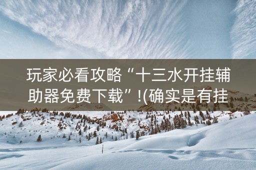 玩家必看攻略“十三水开挂辅助器免费下载”!(确实是有挂)-抖音