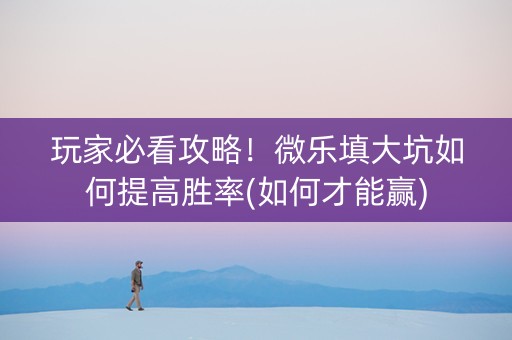 玩家必看攻略！微乐填大坑如何提高胜率(如何才能赢)