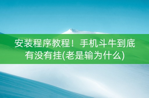 安装程序教程！手机斗牛到底有没有挂(老是输为什么)