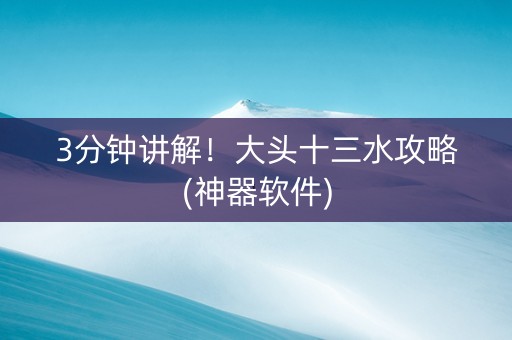 3分钟讲解！大头十三水攻略(神器软件)