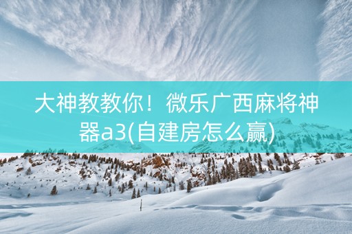 大神教教你！微乐广西麻将神器a3(自建房怎么赢)