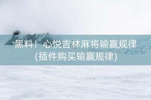 黑料！心悦吉林麻将输赢规律(插件购买输赢规律)