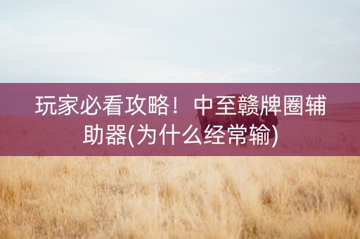 玩家必看攻略！中至赣牌圈辅助器(为什么经常输)