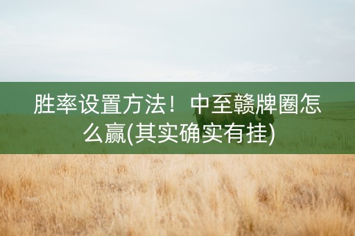 胜率设置方法！中至赣牌圈怎么赢(其实确实有挂)