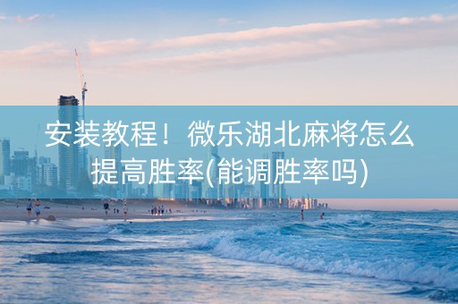 安装教程！微乐湖北麻将怎么提高胜率(能调胜率吗)