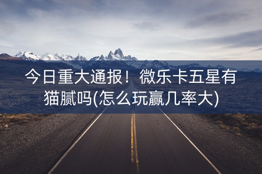 今日重大通报！微乐卡五星有猫腻吗(怎么玩赢几率大)