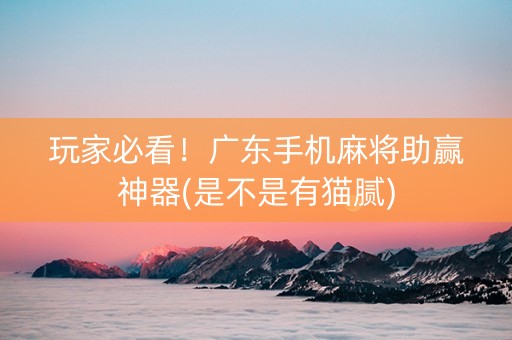 玩家必看！广东手机麻将助赢神器(是不是有猫腻)