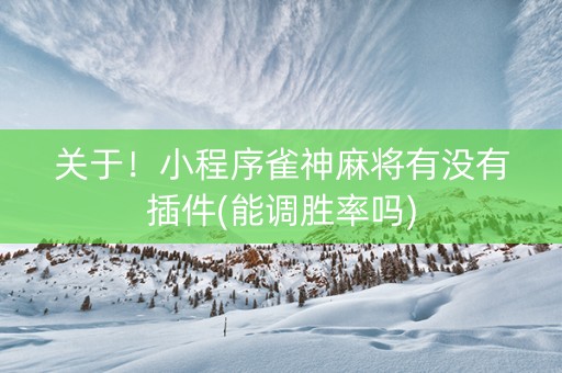 关于！小程序雀神麻将有没有插件(能调胜率吗)
