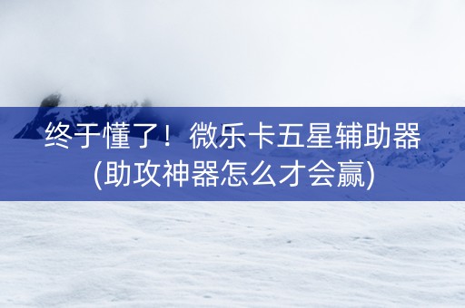 终于懂了！微乐卡五星辅助器(助攻神器怎么才会赢)
