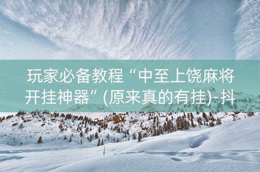 玩家必备教程“中至上饶麻将开挂神器”(原来真的有挂)-抖音
