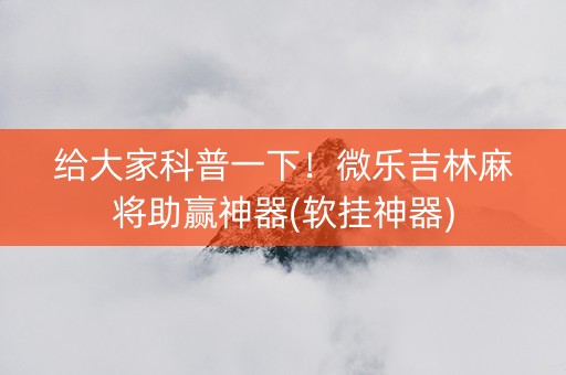 给大家科普一下！微乐吉林麻将助赢神器(软挂神器)