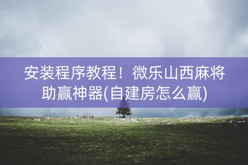 安装程序教程！微乐山西麻将助赢神器(自建房怎么赢)