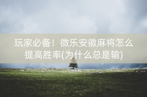 玩家必备！微乐安徽麻将怎么提高胜率(为什么总是输)