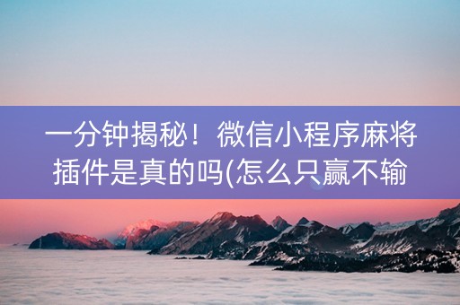 一分钟揭秘！微信小程序麻将插件是真的吗(怎么只赢不输)