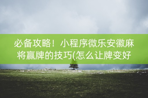 必备攻略！小程序微乐安徽麻将赢牌的技巧(怎么让牌变好)