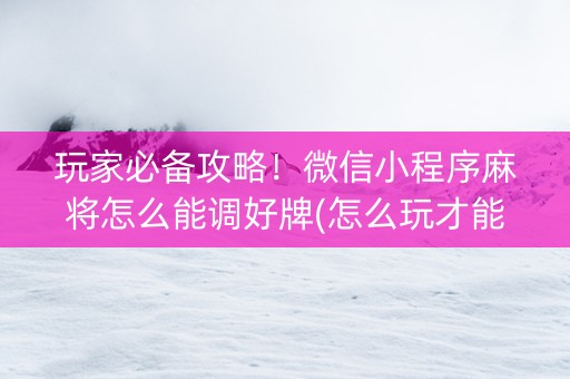 玩家必备攻略！微信小程序麻将怎么能调好牌(怎么玩才能赢)