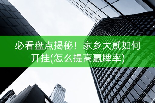 必看盘点揭秘！家乡大贰如何开挂(怎么提高赢牌率)