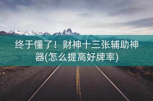 终于懂了！财神十三张辅助神器(怎么提高好牌率)