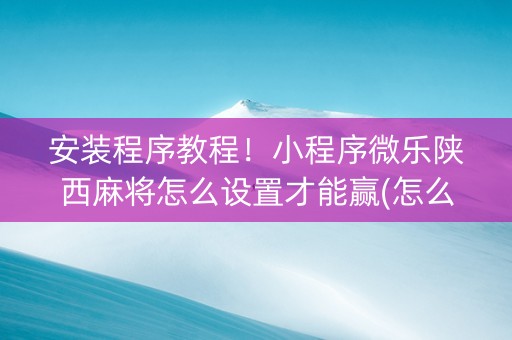 安装程序教程！小程序微乐陕西麻将怎么设置才能赢(怎么样来好牌)
