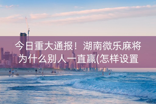 今日重大通报！湖南微乐麻将为什么别人一直赢(怎样设置才容易赢)
