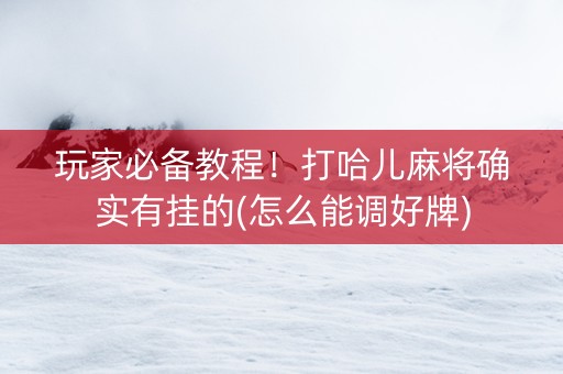 玩家必备教程！打哈儿麻将确实有挂的(怎么能调好牌)