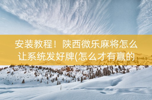 安装教程！陕西微乐麻将怎么让系统发好牌(怎么才有赢的几率)