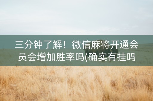 三分钟了解！微信麻将开通会员会增加胜率吗(确实有挂吗)