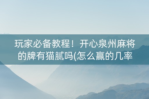 玩家必备教程！开心泉州麻将的牌有猫腻吗(怎么赢的几率大)