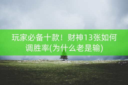 玩家必备十款！财神13张如何调胜率(为什么老是输)